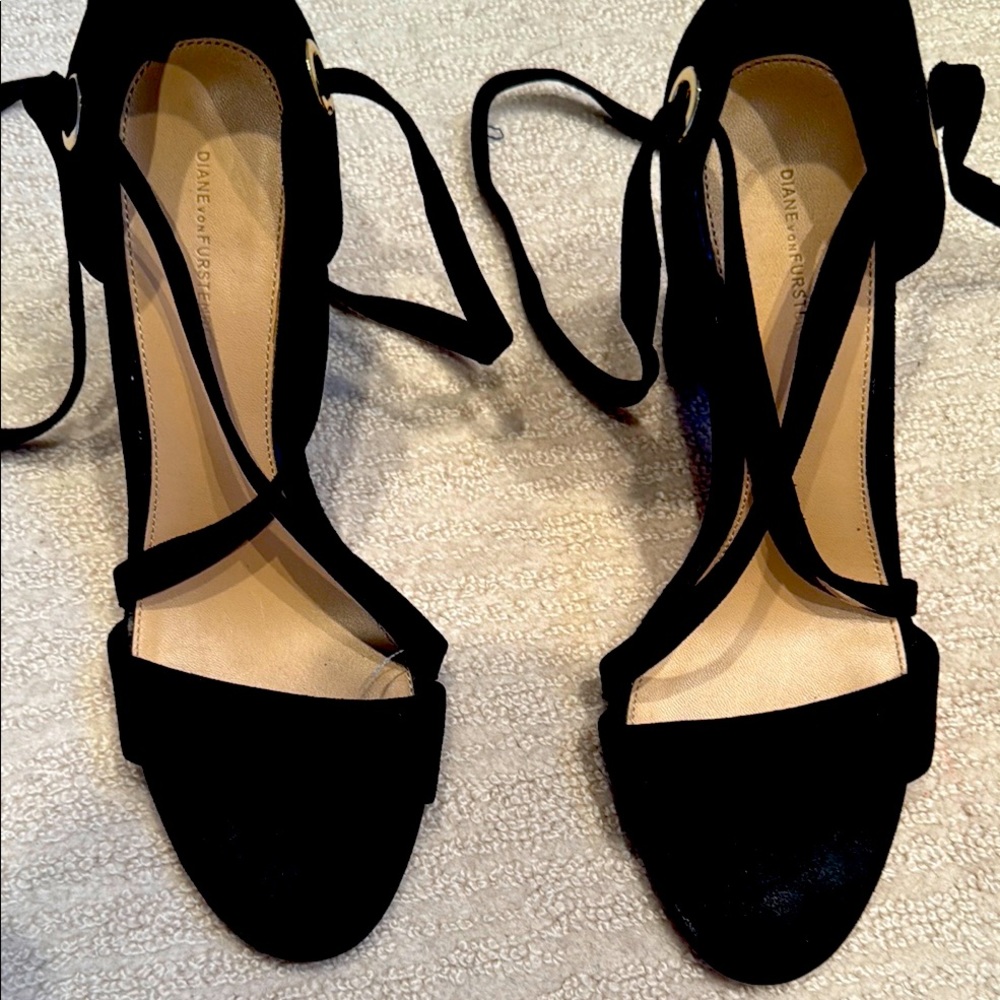 Diane Von Furstenberg Black Strappy Heels